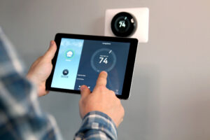 Adjusting thermostat with tablet